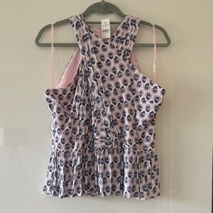 LOFT Pink and Blue Floral Tank Top